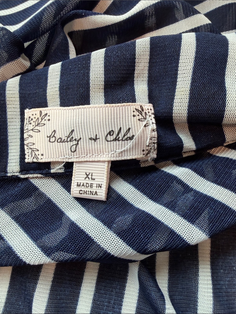 Bailey & Chloe Nautical Dk. Navy shirt Coastal Breezy Chic Sheer Lightweight XL - Picture 7 of 10